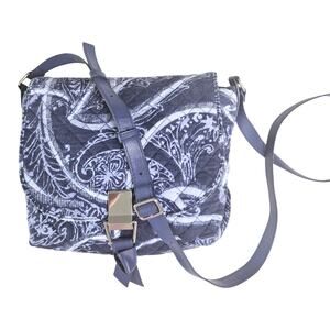Vera Bradley Crossbody Quilted Carson Purse Bag Indigo Blue White Silver